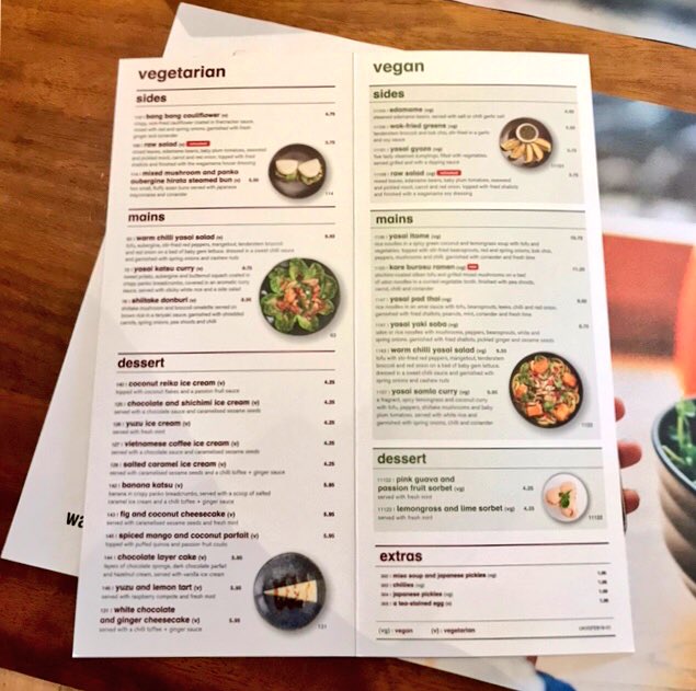 Separate vegan and veggie menu. Good work Wagamama. 👍