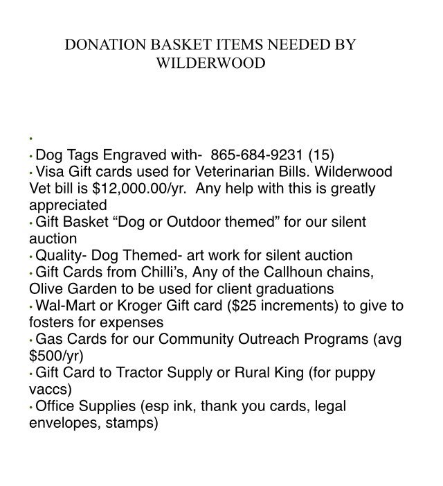 TASC2018's tweet photo. Don’t forget to bring in items to donate to Wilderwood Service Dogs! #3days https://t.co/auIIbJBNi7