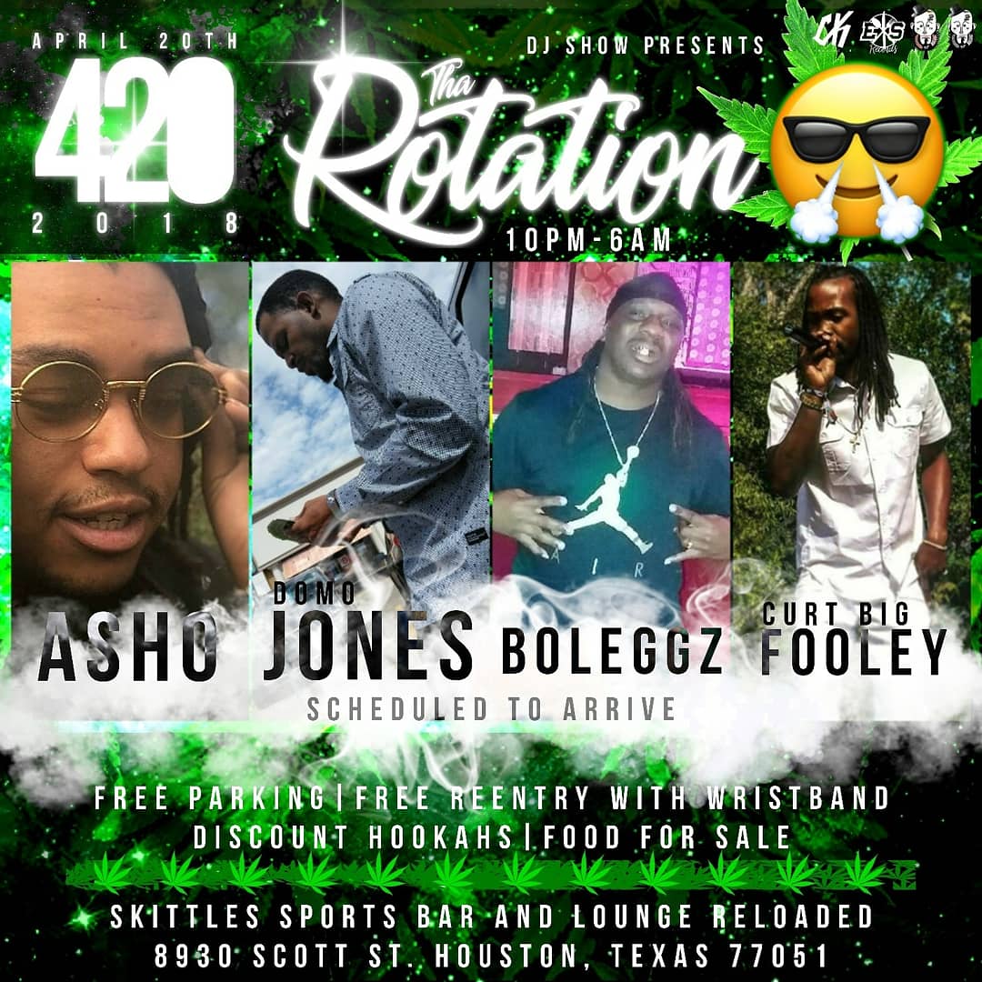CurtBigFooley's tweet photo. Make sure ya'll pull up to #TheRotation 4/20 @CurtBigFooley performing live in Houston at Skittles Sports Bar and Lounge Reloaded Thank you for your support! #supportindieartist #feelingtoogood #curtbigfooleyontour https://t.co/BMskBA1EnC https://t.co/I3MVP2b0ZC