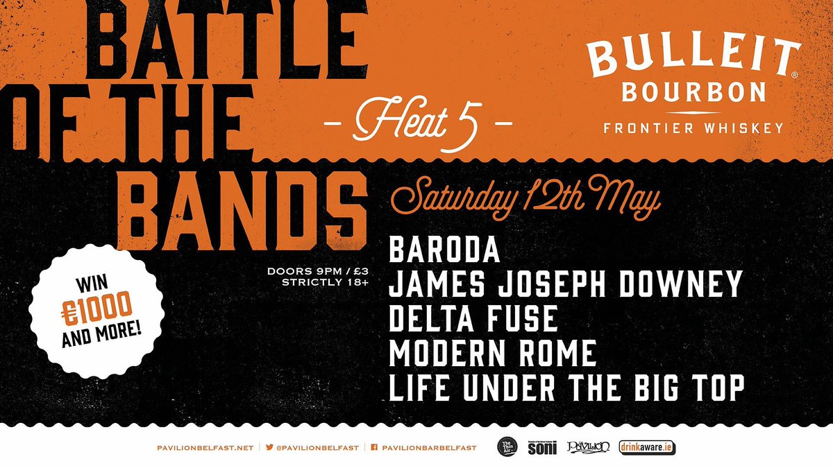 LUTBTband's tweet photo. We’re playing at Bulleit Bourbon’s BOTB in The Pavillion on 12th May! 🤙 https://t.co/GGsOsR4cH2