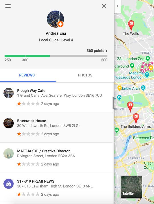 Jackson Boxer (@jackson_boxer) on Twitter photo Hi <a href="/googlemaps/">Google Maps</a> can I please query the legitimacy of this user's review of <a href="/BrunswickHse/">Brunswick House</a>? Seems like they're just cynically carpet bombing lone stars about town to boost their points, can they prove they dined with us? Hi <a href="/googlemaps/">Google Maps</a> can I please query the legitimacy of this user's review of <a href="/BrunswickHse/">Brunswick House</a>? Seems like they're just cynically carpet bombing lone stars about town to boost their points, can they prove they dined with us?