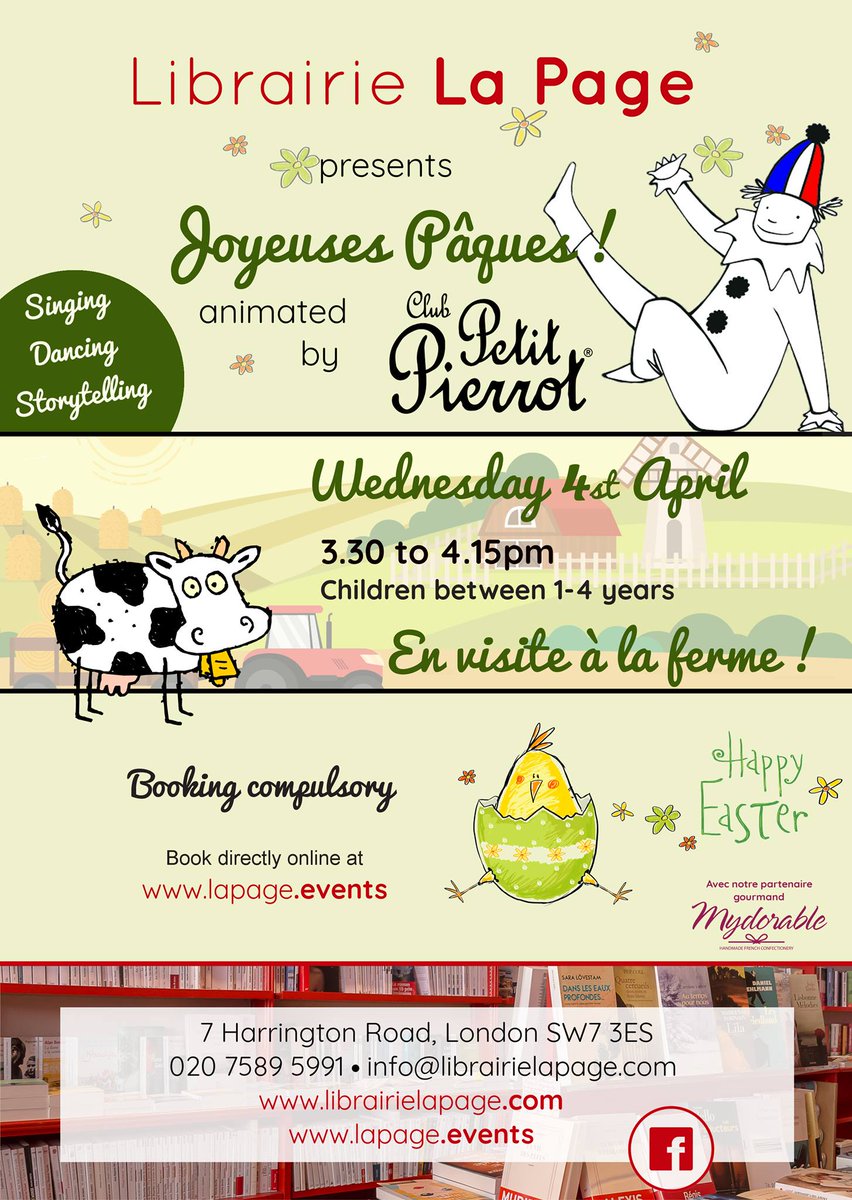 LIBRAIRIE LA PAGE (@librairielapage) on Twitter photo Il reste encore des quelques places pour  l'Atelier <a href="/ClubPierrot/">Club Petit Pierrot</a> à la librairie demain, mercredi 4 avril. Nous créons un 2ème groupe à 4.30pm. 
Merci à notre partenaire <a href="/mydorable/">Mydorable</a>, créateurs d'idées gourmettes et gourmandes à Londres ! Il reste encore des quelques places pour  l'Atelier <a href="/ClubPierrot/">Club Petit Pierrot</a> à la librairie demain, mercredi 4 avril. Nous créons un 2ème groupe à 4.30pm. 
Merci à notre partenaire <a href="/mydorable/">Mydorable</a>, créateurs d'idées gourmettes et gourmandes à Londres !