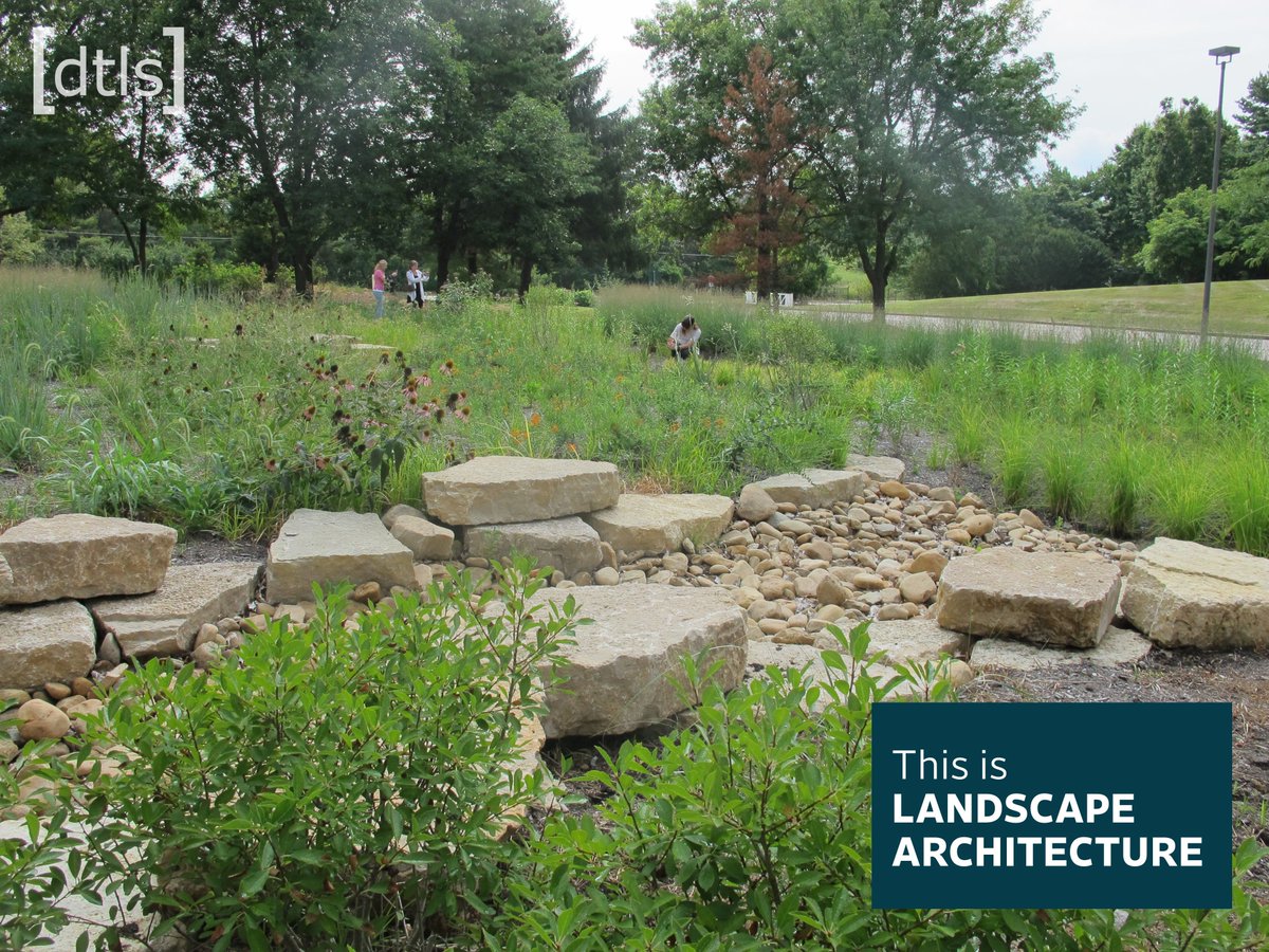 dtls_studio's tweet photo. As the clouds roll into #STL, this #nativesoil #raingarden showcases how #landscapearchitecture blends aesthetics and function into addressing onsite #stormwater through #greeninfrastructure. #WLAM2018 #landarch #ShowMeLandArch https://t.co/Rx363DOr22