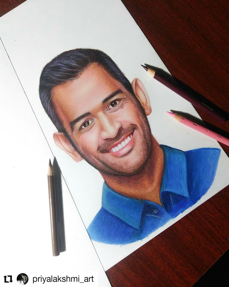 Great Pencil Sketch Of MS Dhoni - Desi Painters