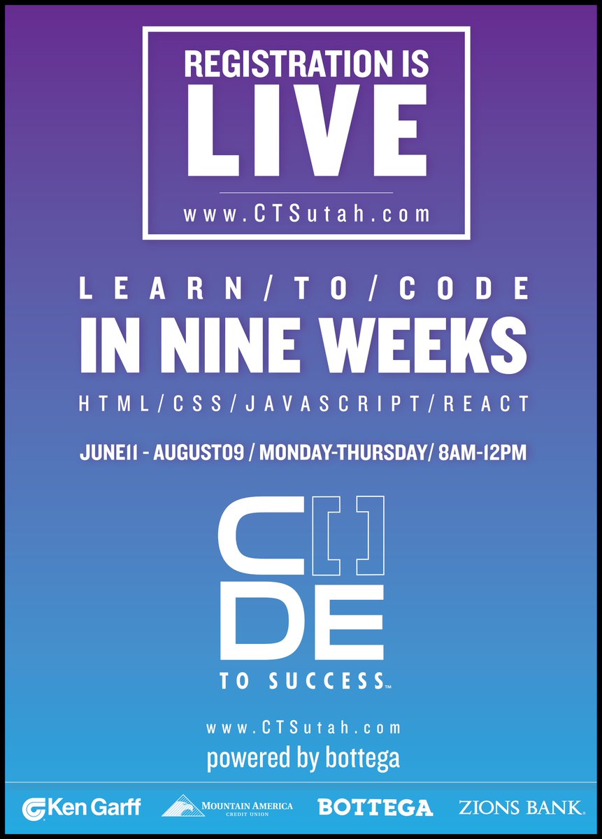 CteTooele's tweet image. Interested in coding, join this class this summer! Spots are filling up quickly. #CODE2SUCCESS #coding #nineweeks #computers #future #register #communitylearningcenter