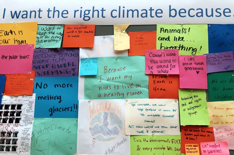 sustainableuva's tweet photo. #Writeclimate connects our climate story with over 1000 students--words on paper become pieces of art next. See it in person during the #UVA Earth Week Expo on April 17th or check out the art show running April 16-23. https://t.co/di1UpeBdpH #climatechange #onehelluvaplanet https://t.co/xzmztbsyjI