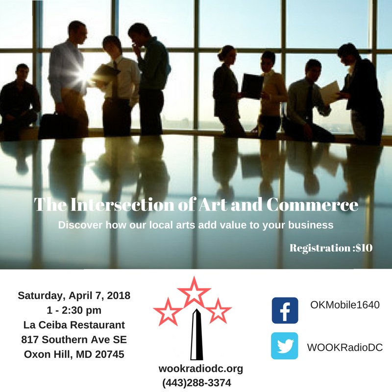 WOOKRadioDC's tweet photo. RELOADED for 1 p.m. Saturday, April 7th!!! @WOOKRadioDC's small biz mixer, 'The Intersection of Art and Commerce' #AmplifyDC https://t.co/DK0o6I4sRI
