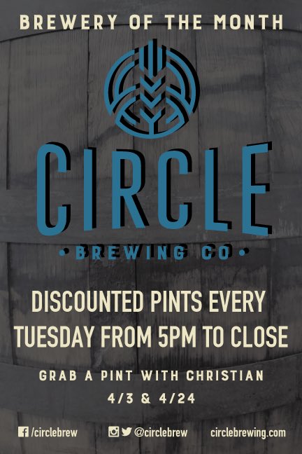 circlebrew's tweet photo. Join Christian tonight @OasthouseGastro for #PintNight. We’ll be featuring our Lady Bird American IPA & Doppel Blur Imperial Hefe! #circlebrew #oasthouse #breweryofthemonth https://t.co/VVMYqPIeHt