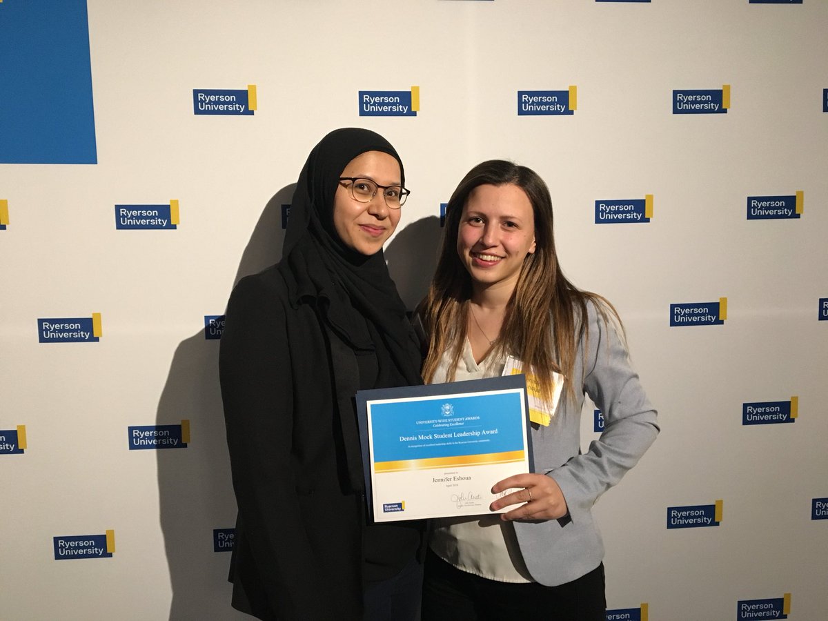 firstyeareng's tweet photo. A special congratulations to our two former FYA leads, Annabella and Jenny for being award the Dennis Mock award last night. 
You both left your mark at @RyersonFEAS! https://t.co/nukG7zyMG5