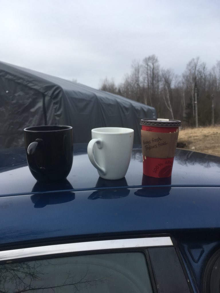 Cleaning the car- remember to drink from the coffee cup with steam coming out of it...#morningmusician