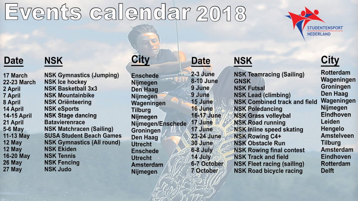 <a href="/studentsportNL/">StudentensportNL</a> organizes NSK's (National Student Championships) in several sports. Want to join with your SSV, inform at the ESSF Eindhoven.
