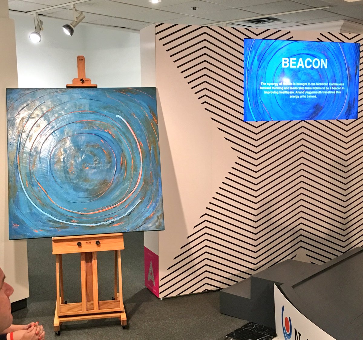 CboeCanada's tweet photo. .@Jos_Schmitt presents @NobilisHealth with commemorative artwork titled 'Beacon' - continuous forward thinking &amp; leadership fuels Nobilis to be a beacon in improving healthcare. https://t.co/jqxyZoZUc8