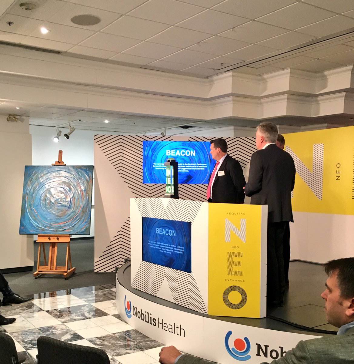 CboeCanada's tweet photo. .@Jos_Schmitt presents @NobilisHealth with commemorative artwork titled 'Beacon' - continuous forward thinking &amp; leadership fuels Nobilis to be a beacon in improving healthcare. https://t.co/jqxyZoZUc8