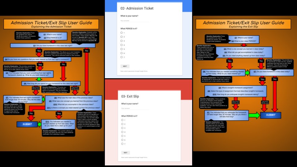 SYAlexClarkson's tweet photo. Hey Teachers! Check out this Admission Ticket and Exit Survey to assess student knowledge, learning, progress, and issues with homework. I have included links to a User Guide, an Admission Ticket, Exit Slip, and Video Tutorial! https://t.co/87SXPMopEJ https://t.co/4QAYCwwJvr