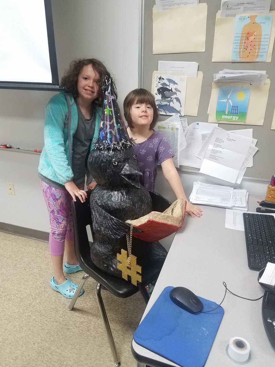 ricemscounselor's tweet photo. We have a new home for the #goldenhashtag! Congrats @GaugerKelly and thanks for your participation in #RMSEDCHAT. I had cute helpers! #riceravens @RiceMSRavens @saetech92 @RiceMSHolliday @RiceMSPenny @RiceMSAP1 @RiceMS_Swanson @KendylZimmerman https://t.co/8QW2BDuY7i