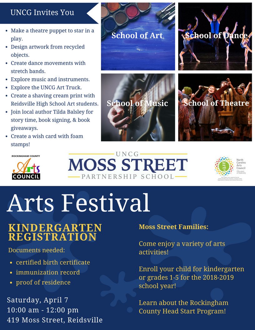 UNCGSchoolofEdu's tweet image. @UNCGYou don&apos;t want to miss this event!  @UNCGMSPS is hosting an Arts Festival for students &amp;amp; families on Saturday, April 7 10am -12pm. Enroll your child for kindergarten or grades 1-5 for the 2018-2019 school year as well! #bettertogether #uncgMSPS