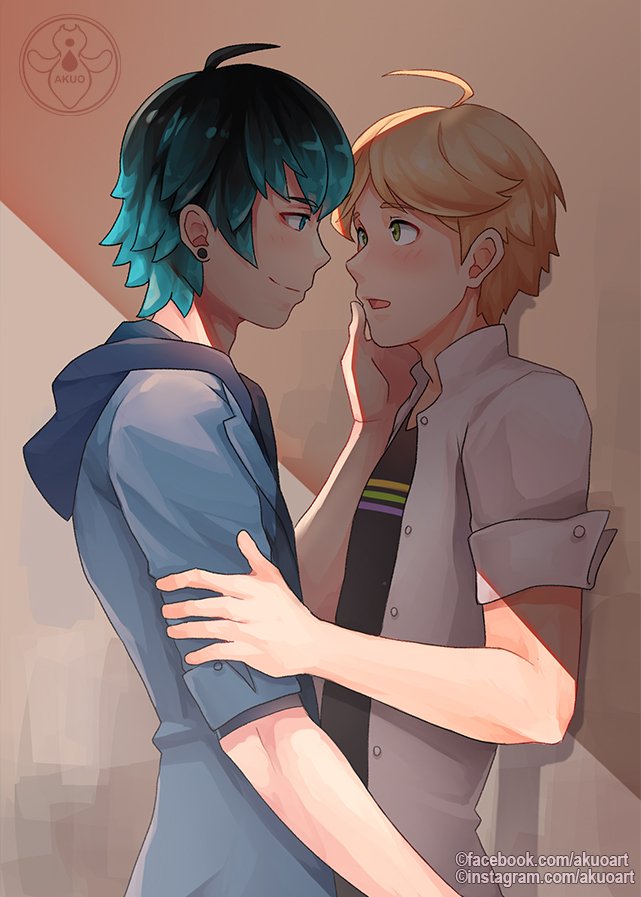 PLEASE DON'T REPOST MY ART Luka x Adrien fanart from Miraculous Ladybu...