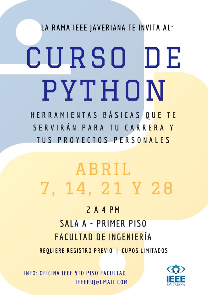 IEEEPUJ's tweet photo. No se pierdan la oportunidad. ¡Aprovechen! https://t.co/kvjZqIIXnO