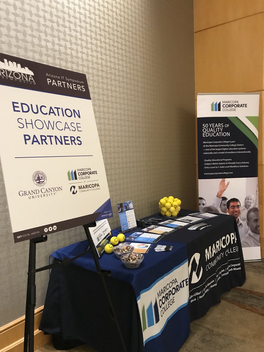 MCORCollege's tweet photo. Excited to be here at the Arizona IT Symposium as an Education Showcase Partner! Stop by and see us to learn more about the training opportunities available to your team #AZSYM https://t.co/qqXYxFFb1J