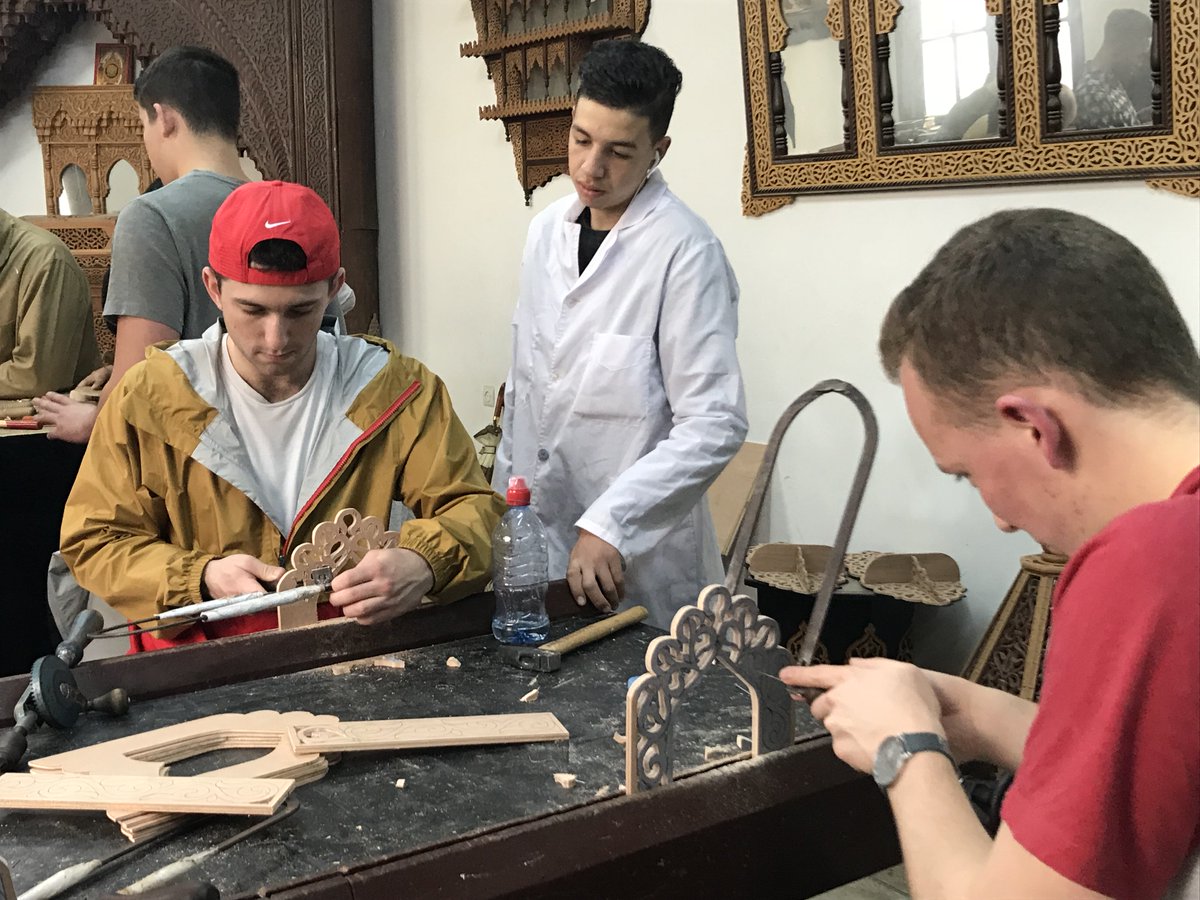 Students in the Business&amp;Society program regularly visit the Old School of Arts and Crafts of Tetouan. B&amp;S students have had a go at all the different workshops in the school under the guidance of both the teachers and the pupils of the school #CIEE #StudyAbroad #CIEESeville