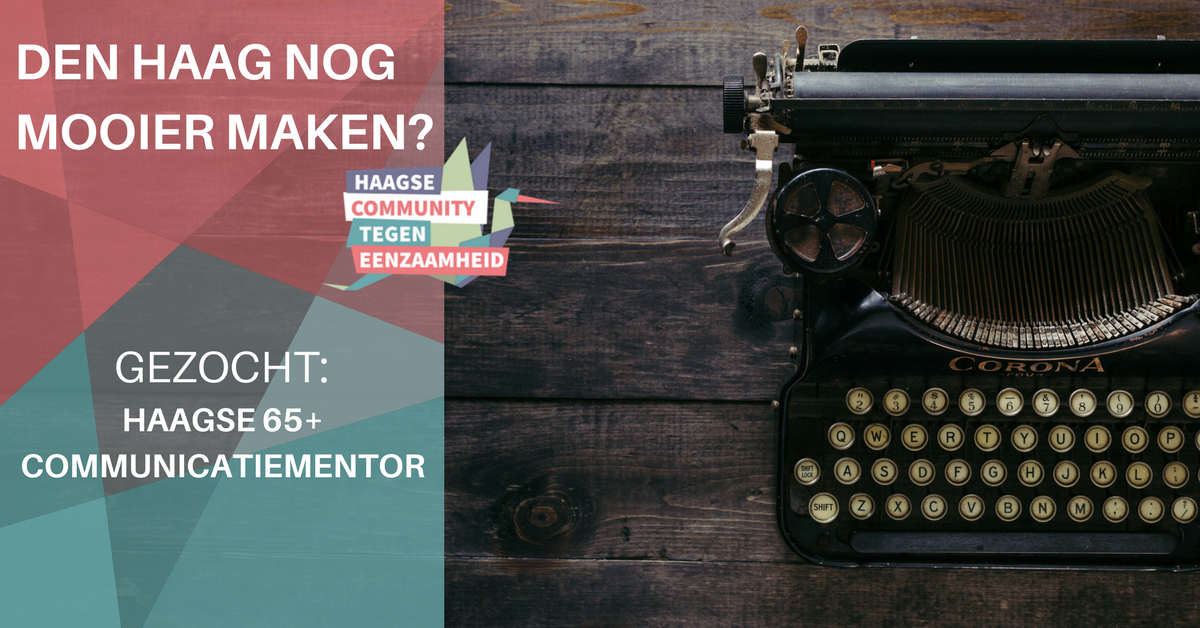 Ha jonge 65 plusser met hart voor de stad!

Bent u ook zo trots op Den Haag? Wilt u de stad met uw communicatie kennis en kunde nog mooier maken? U bent een onmisbare versterking voor de Haagse Community tegen Eenzaamheid: goo.gl/HjjGpR