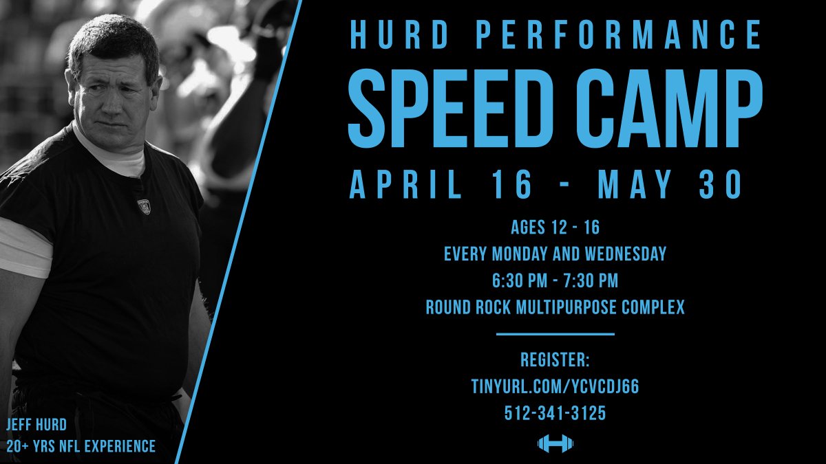 HurdPerformance's tweet image. Excited to run the Hurd Performance Speed Camp offered at @RoundRockMPC! For ages 12-16, boosts performance in all sports! Register here: tinyurl.com/ycvcdj66