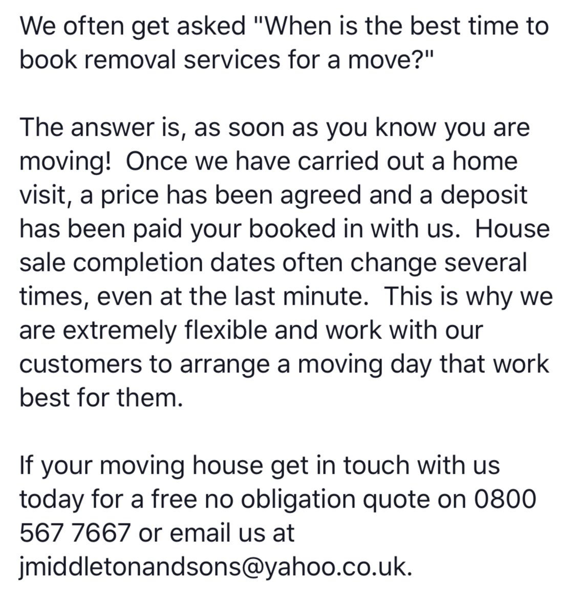 jmidandsons's tweet photo. We often get asked "When is the best time to book my removal services?"  The answer is as soon as you know you are moving!! https://t.co/4zJEWiQtZf