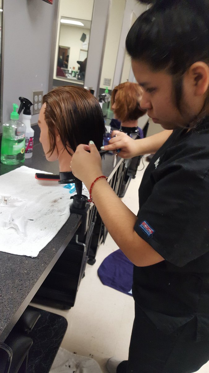 ATCCosmo's tweet photo. Cosmo I working diligently to achieve their PHD (Personal Hair Designer)license. #ATCCosmo #ATC#DentonISD https://t.co/SHQzsc5VNT