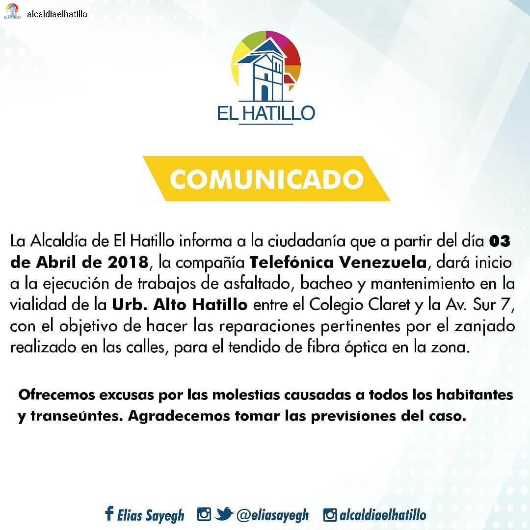 Trabajos de mantenimiento #AltoHatillo, entre el Colegio Claret y la Av. Sur 7 <a href="/MaquinaDelAire/">LA MÁQUINA EL PROGRAMA DEL TRÁNSITO</a> <a href="/AleCanizales/">Alejandro Cañizales</a> <a href="/argenis1033/">Argenis Carmona G</a> <a href="/Porlasvias/">#ÁGUILADELARUTA</a>