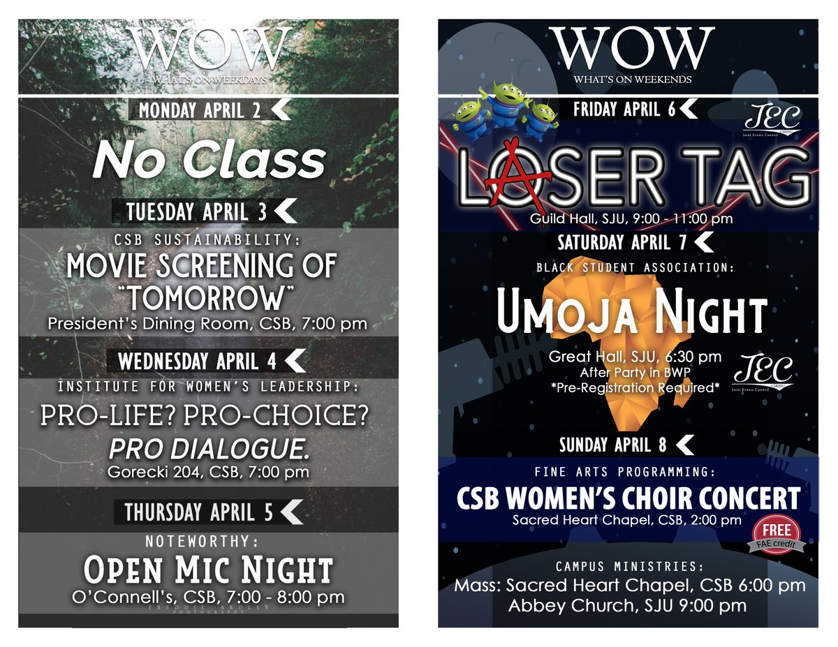 csbsjuSALD's tweet image. Welcome back to campus!  Check out this week&apos;s WOW!