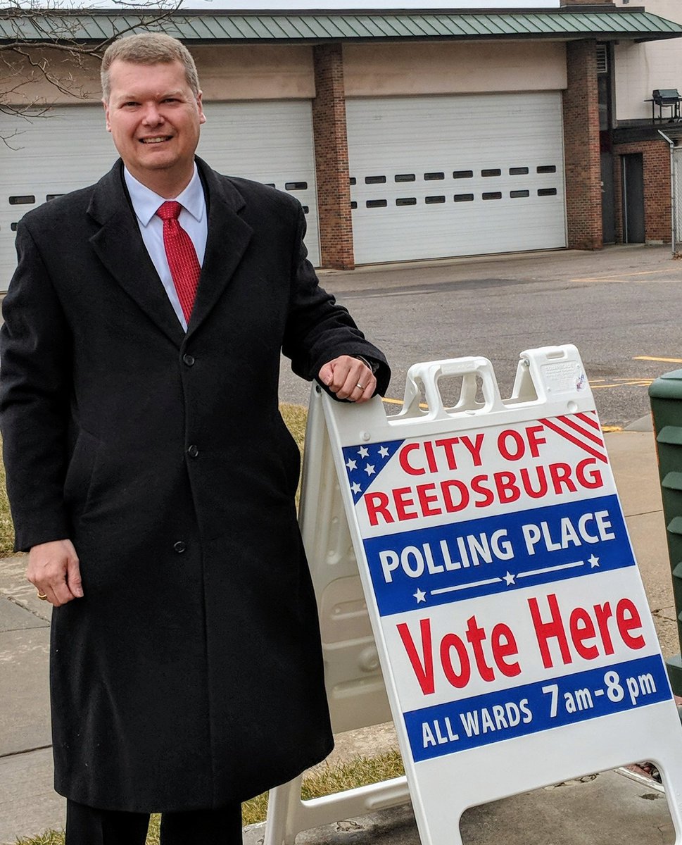 JudgeScrenock's tweet photo. Cast my ballot this morning in Reedsburg. You have until 8pm tonight to do so, but make sure to drive carefully in the snow! Where will you be voting from today?! #wipolitics #scowis https://t.co/A6hKd7naC5