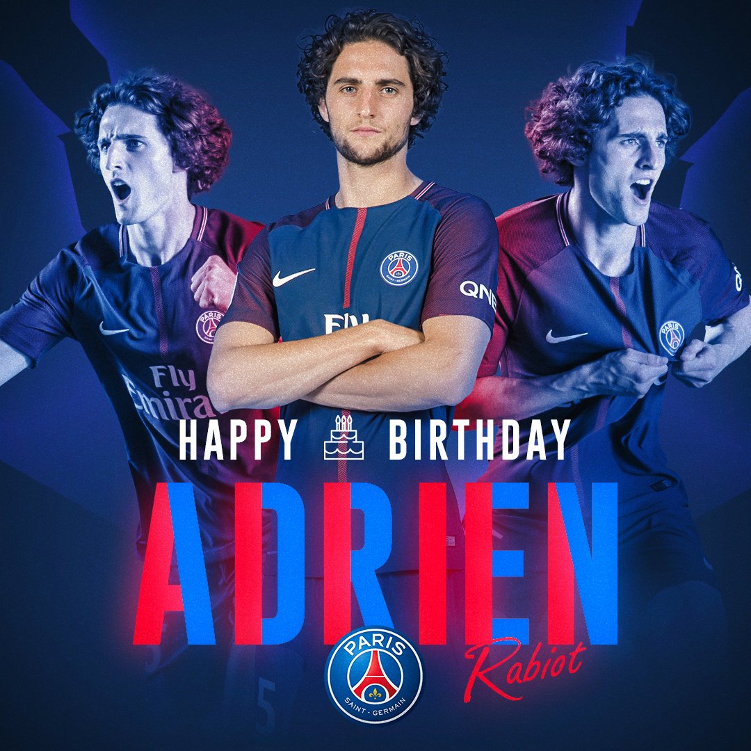 1⃣9⃣9⃣ matches 2⃣2⃣ goals Happy birthday Adrien Rabiot ! 🎉, image size:1080x1080