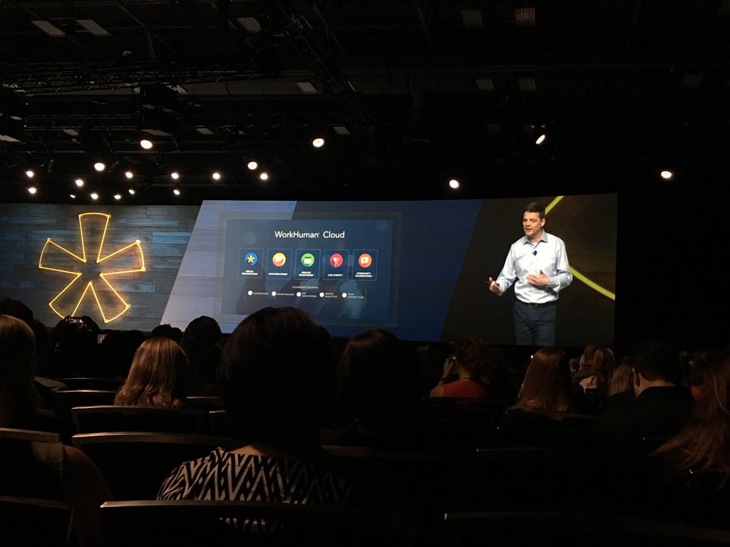 JoyceCSilvia's tweet photo. Welcome to the age of the #WorkHumanCloud ! @Globoforce CEO Eric Mosley explains the connected solutions that will be hosted on one convenient platform to make it easier for everyone to #workhuman https://t.co/u17ipSdVT2