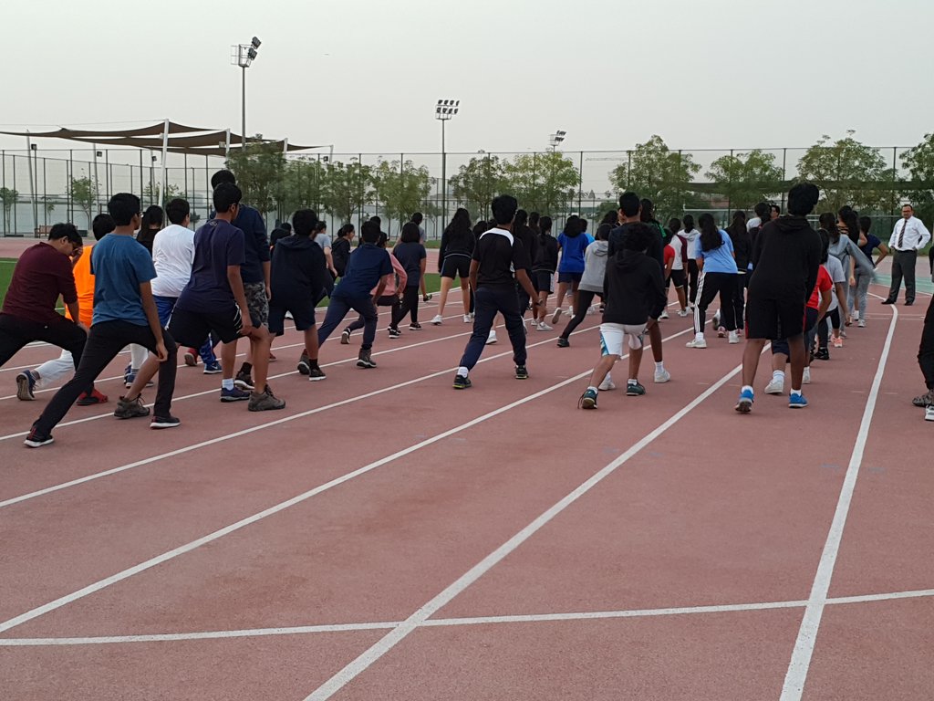 Warming up for the 2 rounds of slow jogging round the track! #Day2 Morning conditioning #DofEBronzetrek <a href="/KNargish/">Nargish Khambatta</a> <a href="/DxbModern/">GEMS Modern Academy</a> <a href="/AvinashSurve20/">Avinash Surve</a> <a href="/TraffordGregor1/">Trafford Gregory</a>