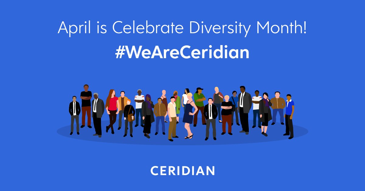 April is Celebrate Diversity Month, and <a href="/Ceridian/">Ceridian</a> is celebrating all that makes our employees unique. As a team, diversity and inclusion make us stronger. #WeAreCeridian #MakesWorkLifeBetter