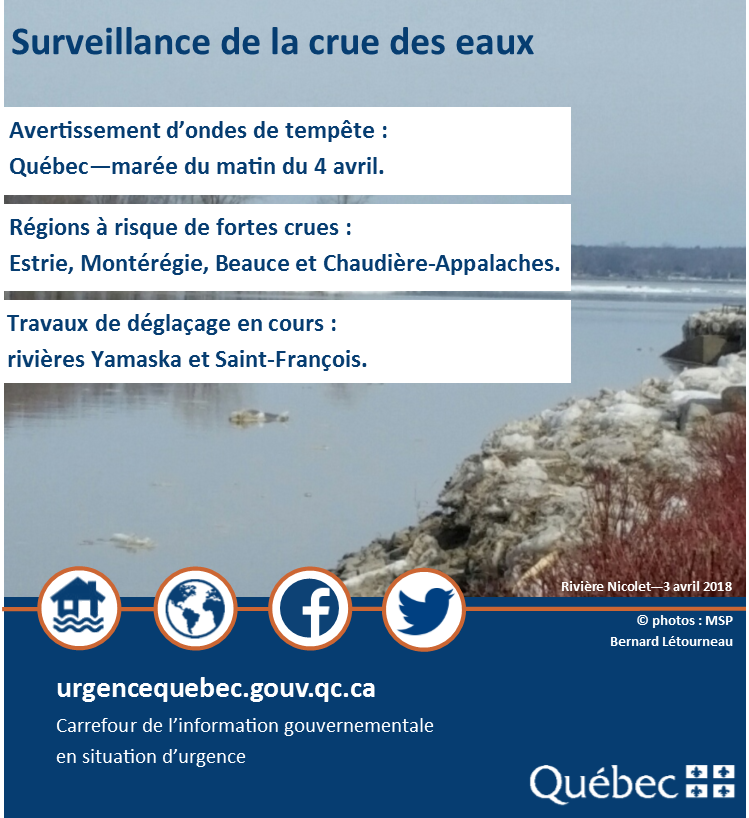 urgencequebec's tweet photo. Les conditions #météo prévues au cours des prochaines heures provoqueront un ruissellement important en #Estrie, #Montérégie, #Beauce et #ChaudièreAppalaches. Signalez les situations anormales à votre municipalité. @environnementca #MSGU #Vigilance #SecuritéCivile #MétéoQc https://t.co/CtHLAfARDQ