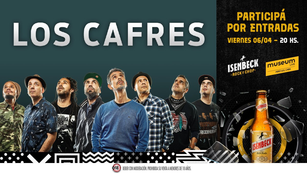 CervezaIsenbeck's tweet photo. Este viernes llegan @LOSCAFRES a @MuseumLiveAr
Para participar por #EntradasPosta dale Like y RT.
#IsenbeckRockNChop #IsenbeckCervezaPosta
Bases y condiciones: https://t.co/yTgpWYTRAb https://t.co/A75kprF7WM