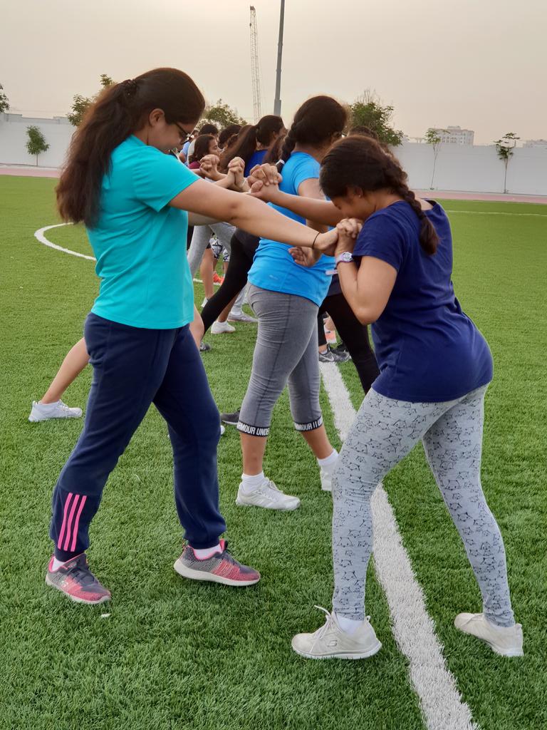 GMADofE's tweet photo. Who says you can't have fun while exercising!! Girls pair up to get fit! #Day2  Morning Conditioning #teamwork #DofEBronzetrek @KNargish @DxbModern @AvinashSurve20 @TraffordGregor1 https://t.co/JxMqayjdeP