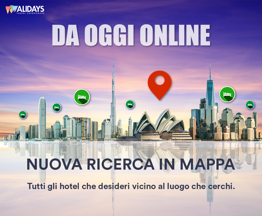 Alidays_'s tweet photo. Da oggi online il nostro nuovo servizio di ricerca #hotel in mappa, grazie al quale gli agenti di viaggio potranno trovare l'hotel perfetto per le esigenze dei clienti in modo semplice ed intuitivo! https://t.co/5IRogcTnfP