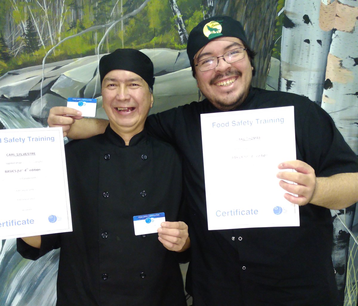 ACLP_Canada's tweet image. Getting a #foodsafety training certificate has never been more exciting. Jake and Carl at McClean Lake @AREVACanada shows how proud they are to get their #training and we are proud of them too.