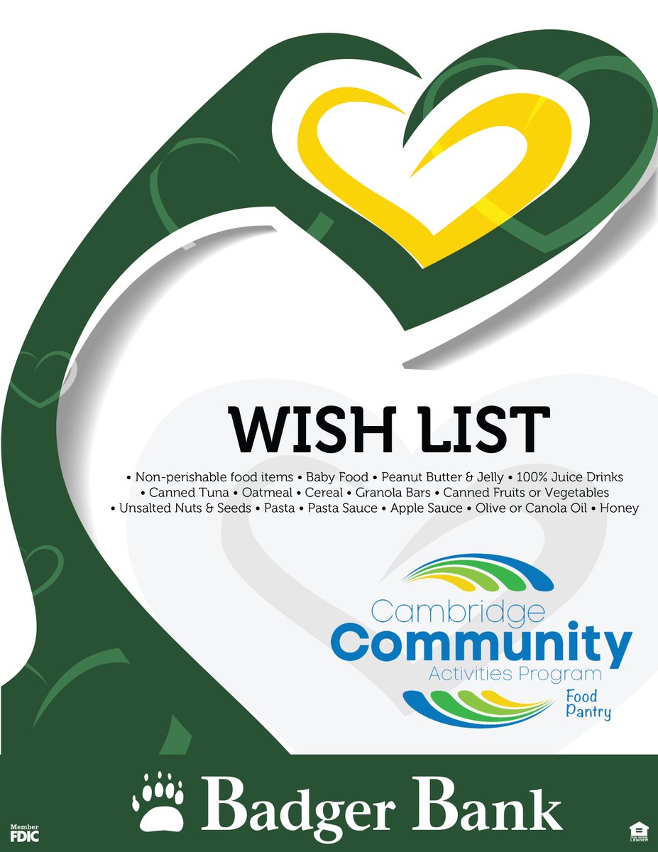 Badger Bank On Twitter Our Cambridge Office Is Collecting
