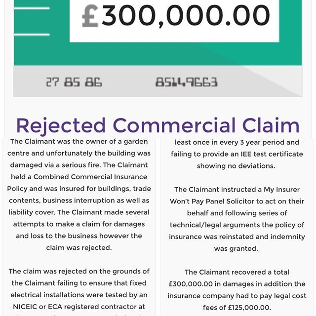 Another success story from My Insurer Won't Pay, this time a £300,000.00 commercial claim decision. #successquotes #successstory #myinsurerwontpay #miwp #insurance #claim #rejected #TuesdayThoughts