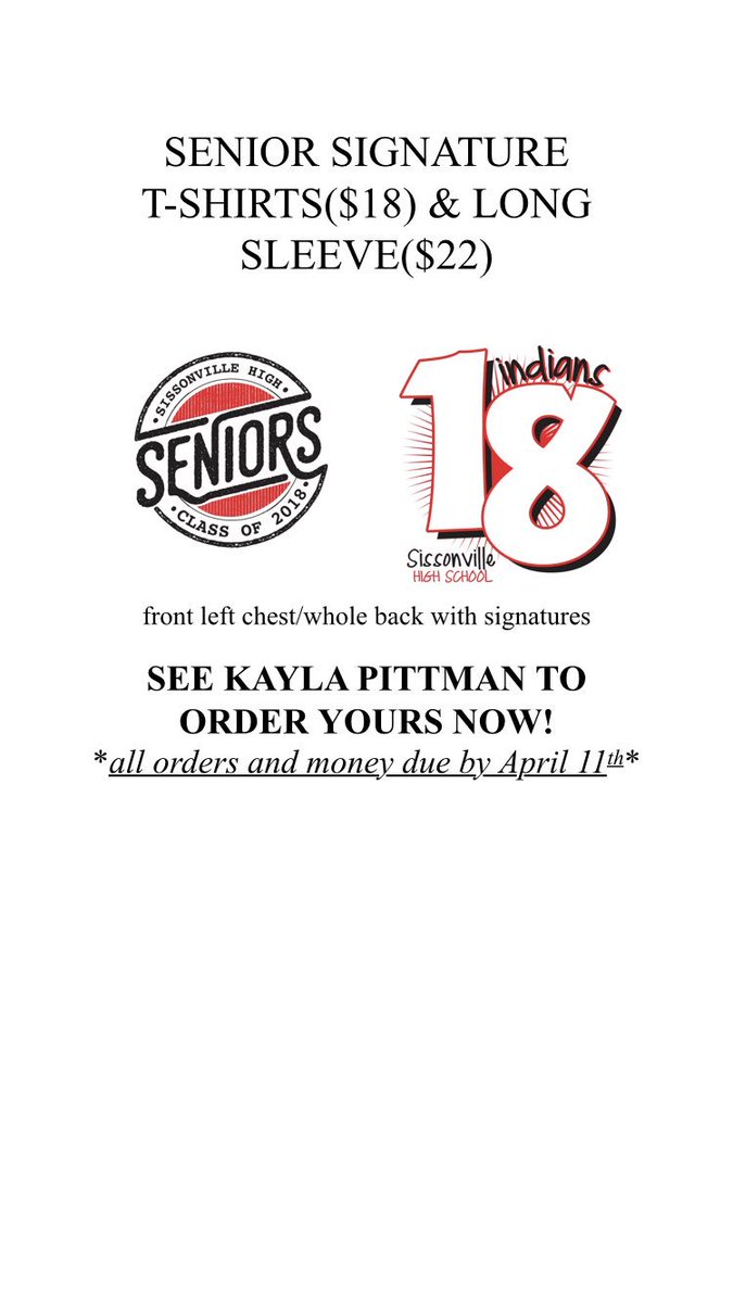 k_michelle0123's tweet photo. SENIORS!!! Share and let everyone know about these new shirts!!! I need the orders, money, and everyone’s signatures by April 11th!!! https://t.co/VyMhz9a7aS
