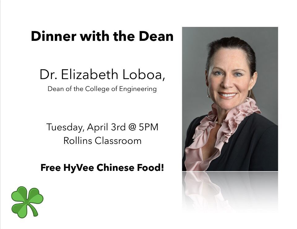 GillettHall's tweet image. Calling all Rollins residents, especially those interested in STEM! Join us tonight as we have a wonderful discussion with Dr. Elizabeth Loboa during our Dinner with the Dean event at 5pm in the Rollins Classroom!