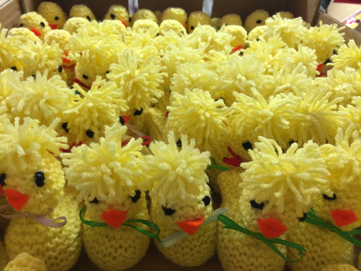 Chicks for sale! We've had some last minute donations over the Easter weekend. Pop by the Fundraising Office to buy the last remaining knitted chicks with a choc egg inside. Office hours 9am-5pm this week. Thank you! #Didsbury