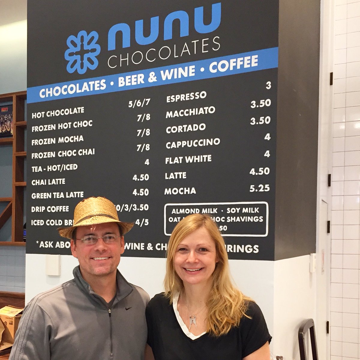 Nunu Chocolates Co-Owners Andy Laird and Justine Pringle are delighted that our ✨new✨ WTC location is open. See link in bio for hours.