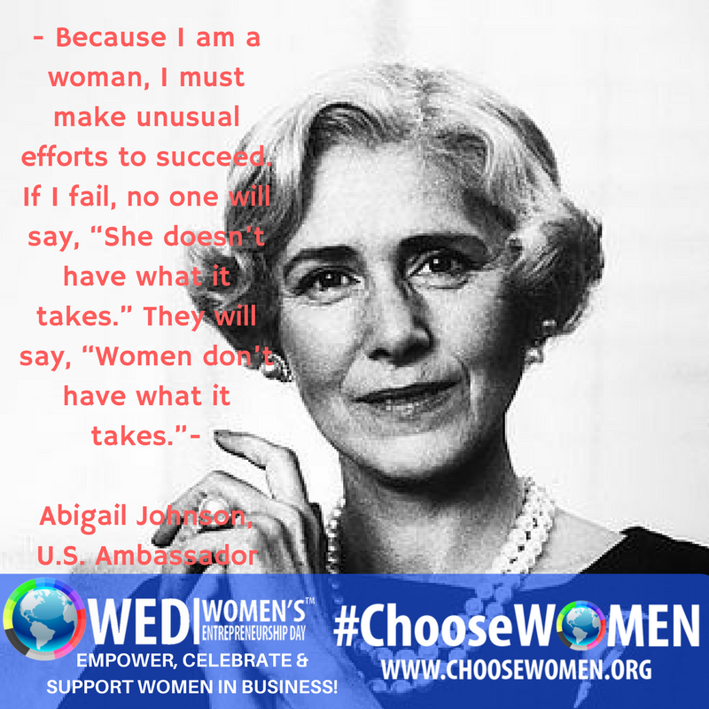 WEDWomen's tweet photo. - Because I am a woman, I must make unusual efforts to succeed. If I fail, no one will say, “She doesn’t have what it takes.” They will say, “Women don’t have what it takes.” - Clare Boothe Luce, U.S. Ambassador @HLuceFdn   #WomenWOW #ChooseWOMEN https://t.co/DmisQ1QwTT