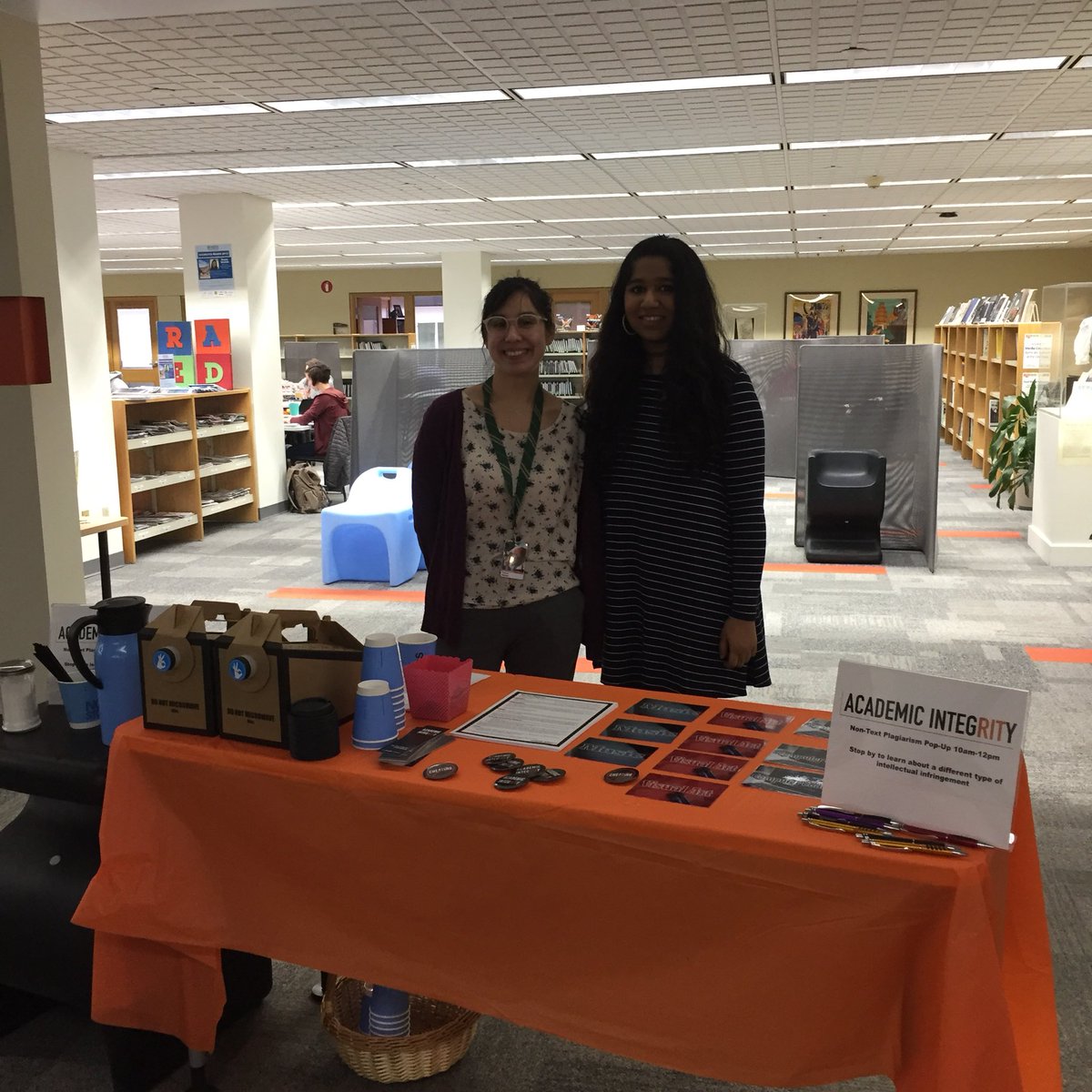 larabrarian's tweet photo. Stop by @ritlibraries today until 12pm for FREE COFFEE and to test your knowledge on non-text plagiarism #rit https://t.co/8ycVmJVAu4