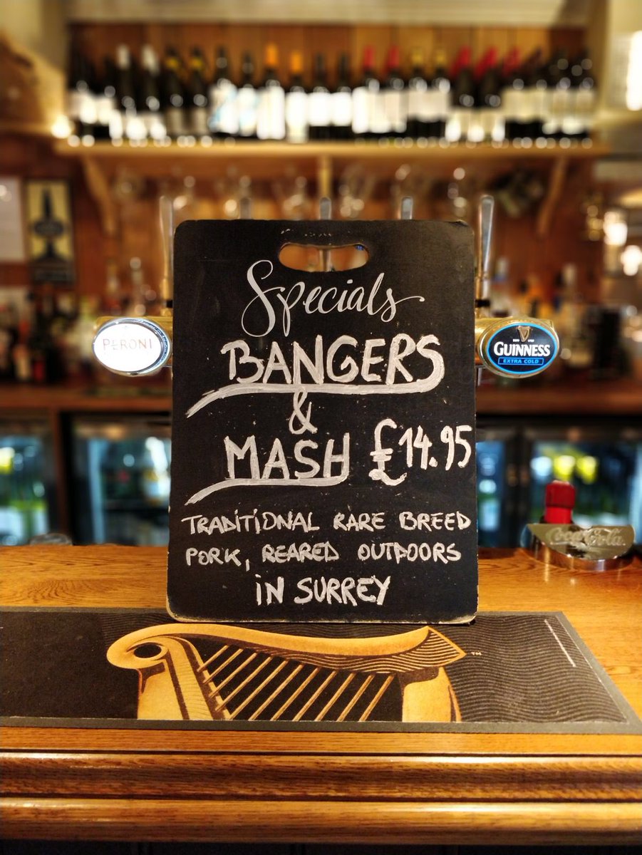 Join us tonight for Surrey, rare breed, free range Leeky Forarger sausages - made with <a href="/FrenshamBrewery/">Frensham Brewery</a> beer - pull up a chair grab a board game and enjoy some Sausage &amp; Mash