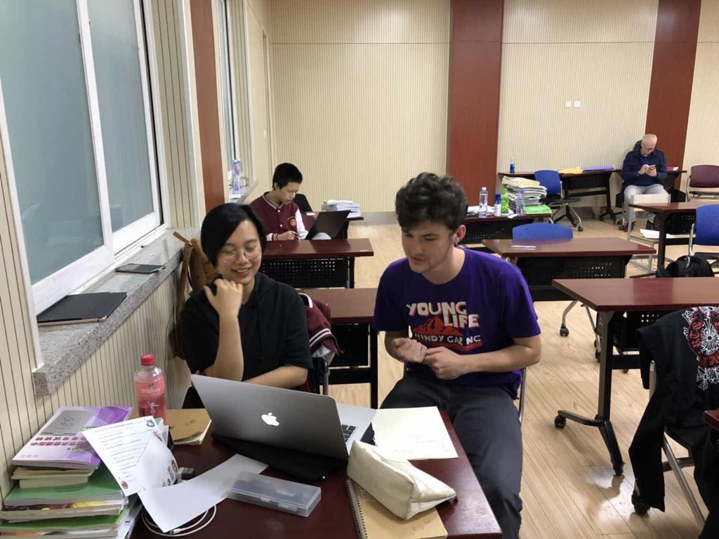 Kevinjoyce1990's tweet photo. Day 5 at BRS was full of emotions. We were able to watch Mr.Hayes and Mrs.Tucker teach, naturally they did an awesome job, MAHS students learned about Elvis. The day concluded with a closing Gala in which students performed to celebrate their friendships .#bearsinbeijing https://t.co/Z79i3M0IMp